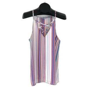 White Birch Strappy Striped Tank Top Women’s Size Large Lined Sleeveless Summer